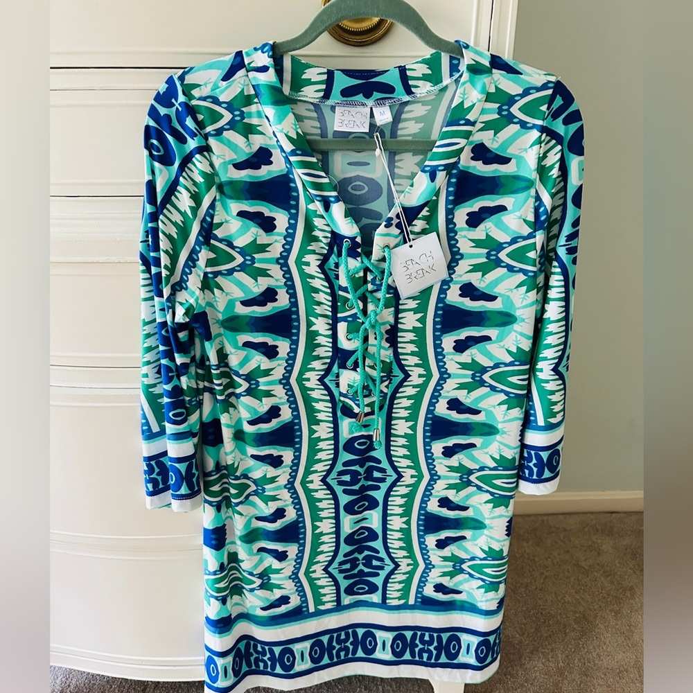NWT poly span beach dress/cover up.  Great beachy colors